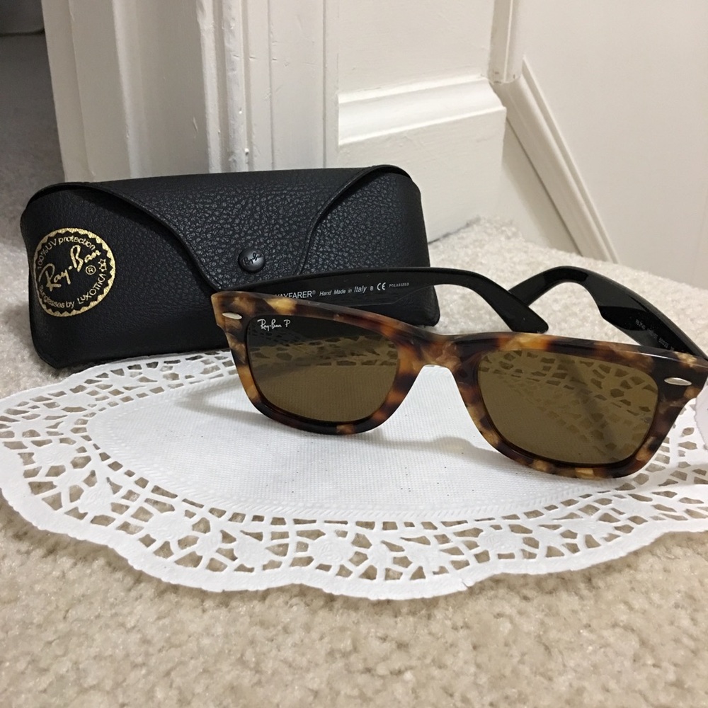 Rayban 2140 Polarized Wayfarer Tortoise Sunglasses